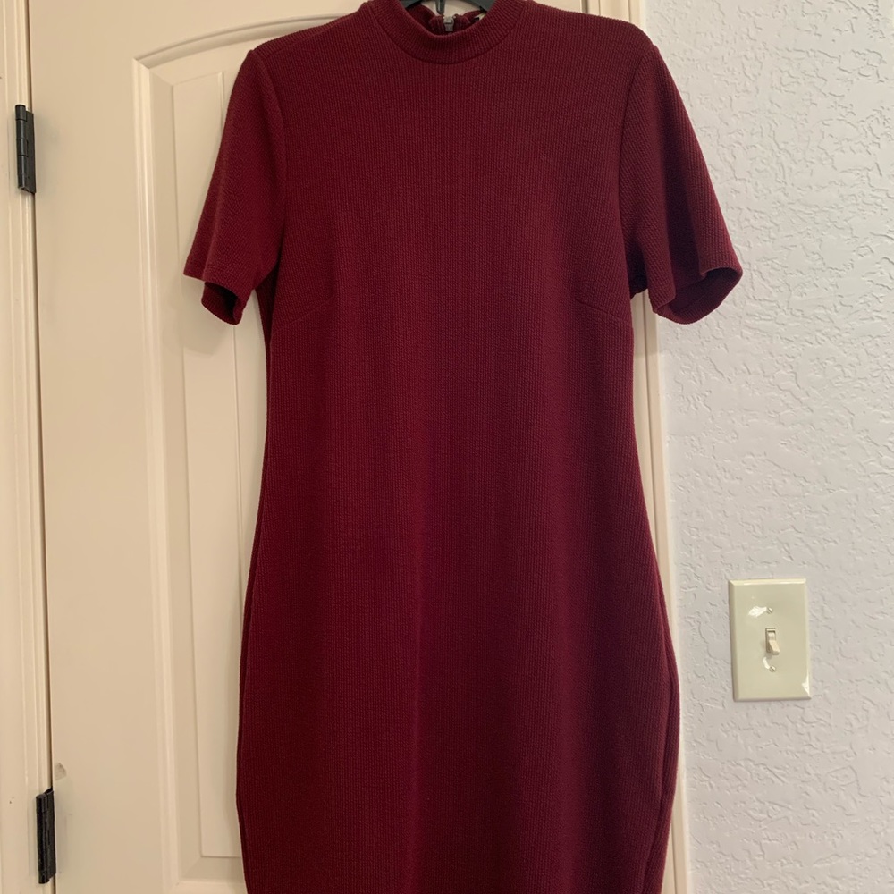 Maroon Forever 21 Mock Neck Dress
